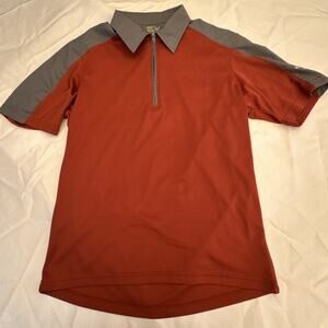 Mountain Hardwear Shirt Mens Medium Orange Gray 1/4 Zip Mesh Breathable